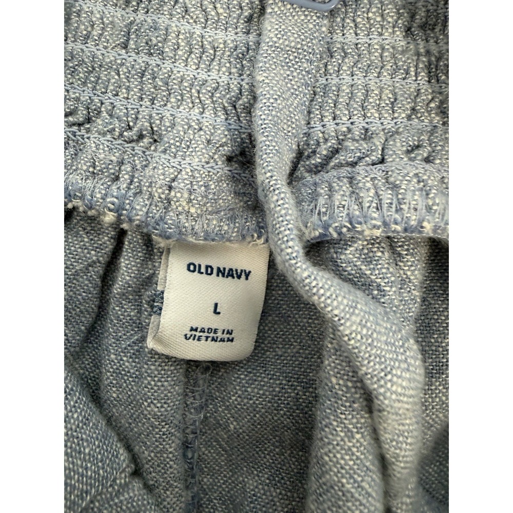 Old Navy Linen Rayon Gray Cropped Jumpsuit Large Sleeveless Ruched Back - Picture 6 of 10